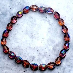 ♥️ 4 for $25 ♥️ #X6 Purple Golden Wash Glass Crystal Bracelet